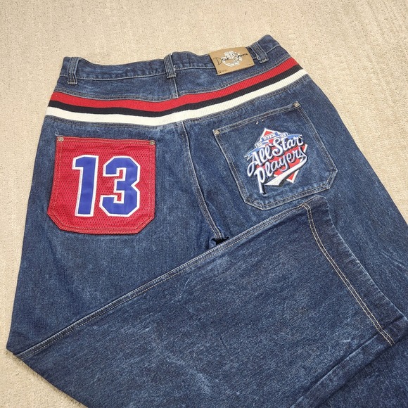 Y2K Baggy Jeans Men 36x31 *READ All Star Hardball Patches Embroidered Wide Leg